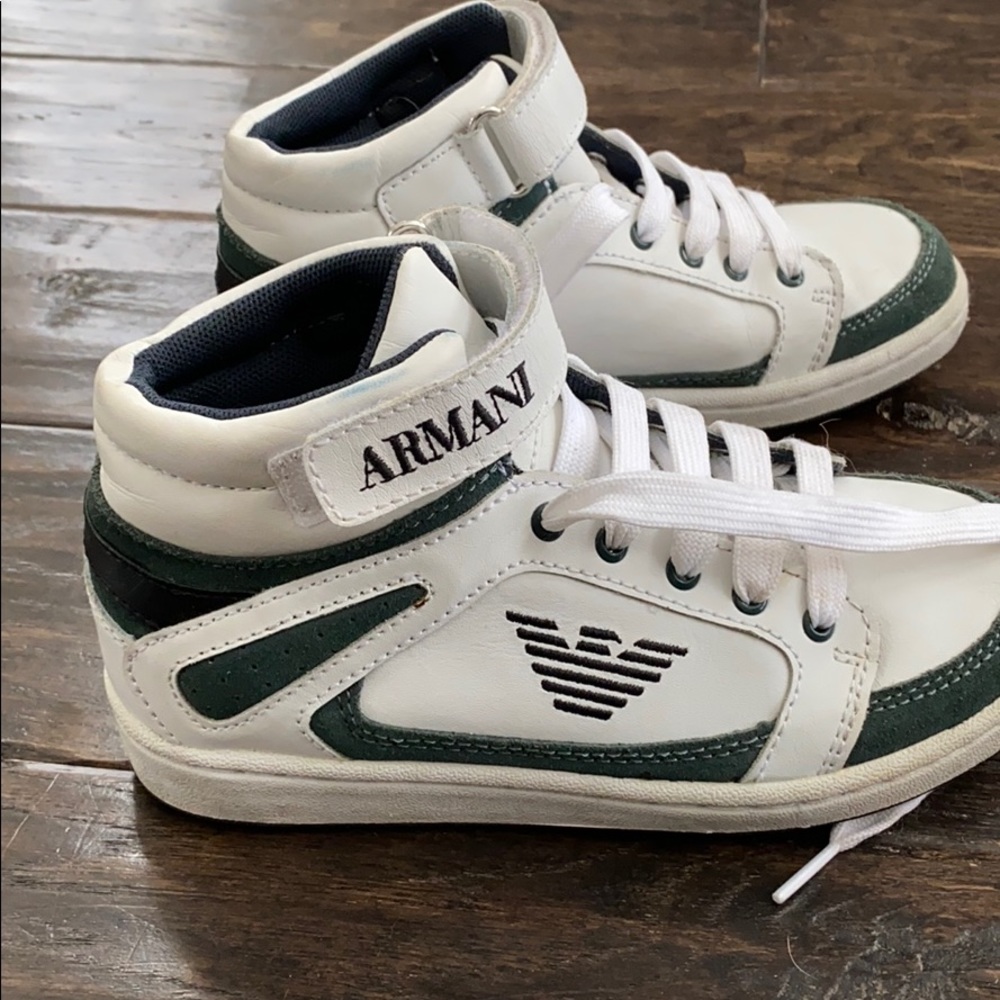 Armani basketball high top leather shoes sz 1